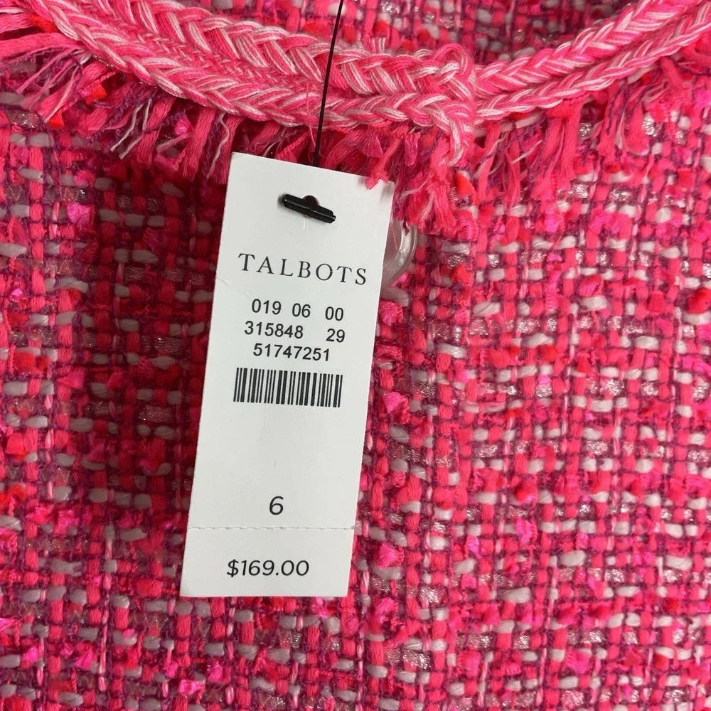 Talbots Pink Tweed Peplum Blazer Sz 6 Jacket Career Church Preppy New$169 Barbie